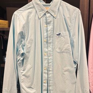 Hollister Men's Sky Blue Casual Button-Down Shirt
